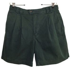 Vintage Adirondack by Savile Row Dark Green Pleated Front Chino Shorts Sz 34
